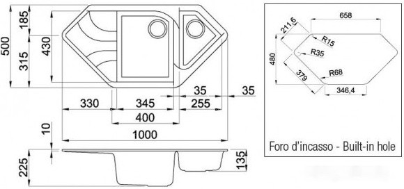 Кухонная мойка Elleci Ego Corner G51 Avena