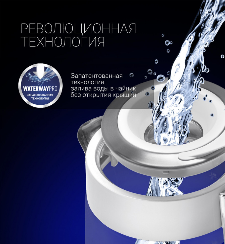 Электрический чайник Polaris PWK 1715CGL Water Way Pro (белый)
