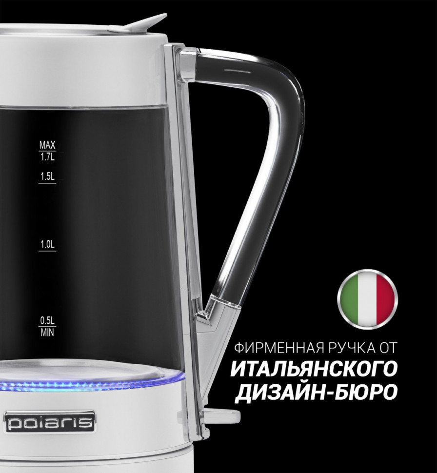 Электрический чайник Polaris PWK 1715CGL Water Way Pro (белый)