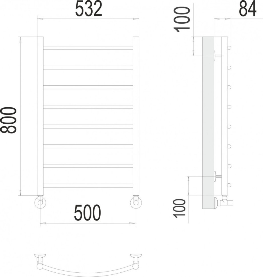 Полотенцесушитель Terminus Классик П8 500x800 (золото матовое)