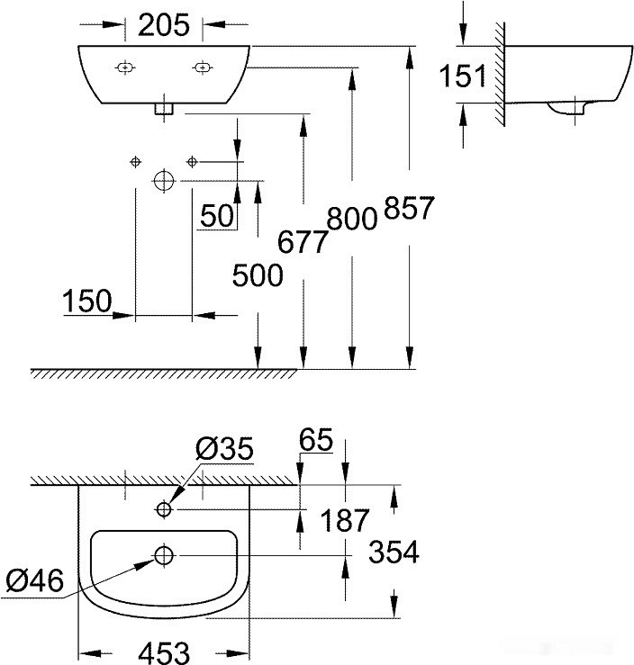 Умывальник Grohe 39424000 45.3x35.4