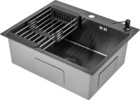 Кухонная мойка Saniteco 6050 Nano (с сифоном, дозатором и коландером)