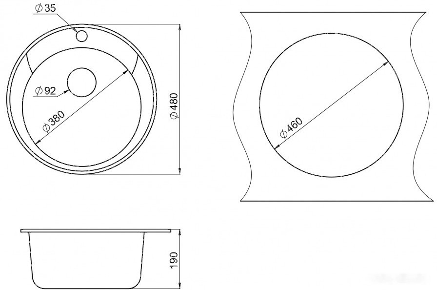 Кухонная мойка Granula 4802 (черный)