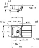 Кухонная мойка Grohe K200 45-S 86/50 1.0 rev 31552SD1