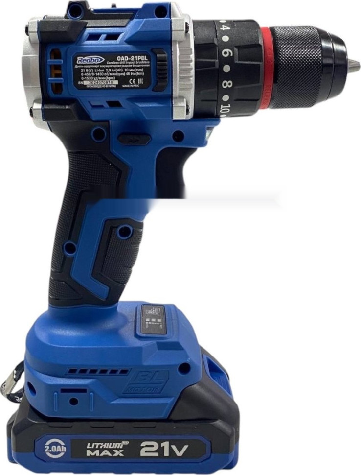Ударная дрель-шуруповерт Redbo OAD-21PBL (с 2-мя АКБ, кейс)