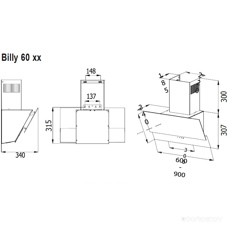 Вытяжка Evelux Billy 60 WG Вытяжка Evelux Billy 60 WG