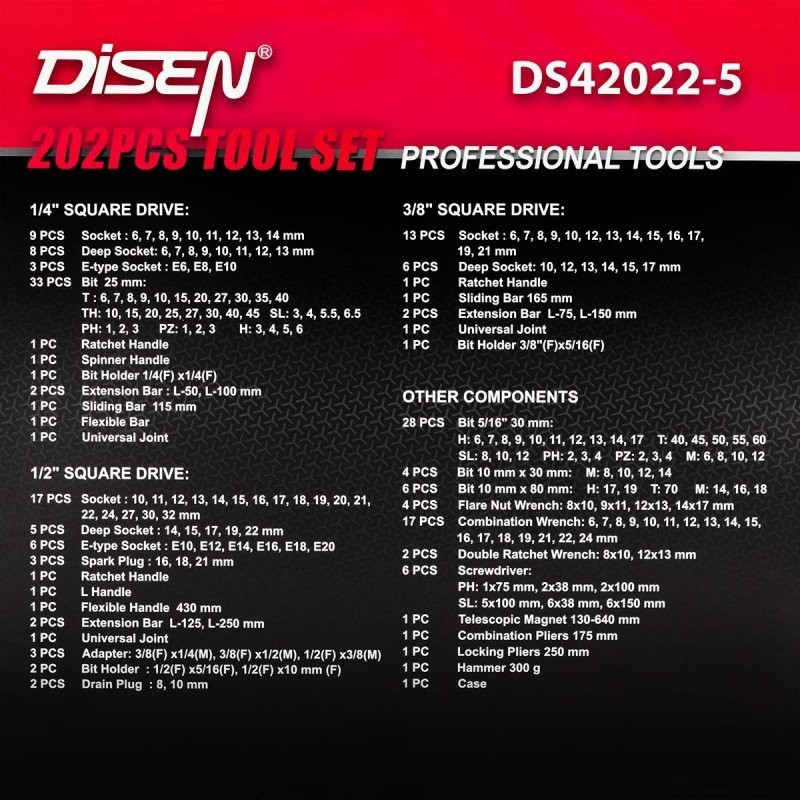 Набор домашнего мастера Disen DS42022-5 (202 предмета)