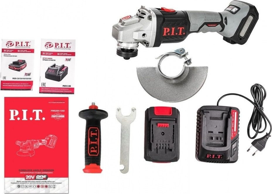 Угловая шлифмашина P.I.T. PWS20H-125D/1 (с 1-им АКБ, кейс)