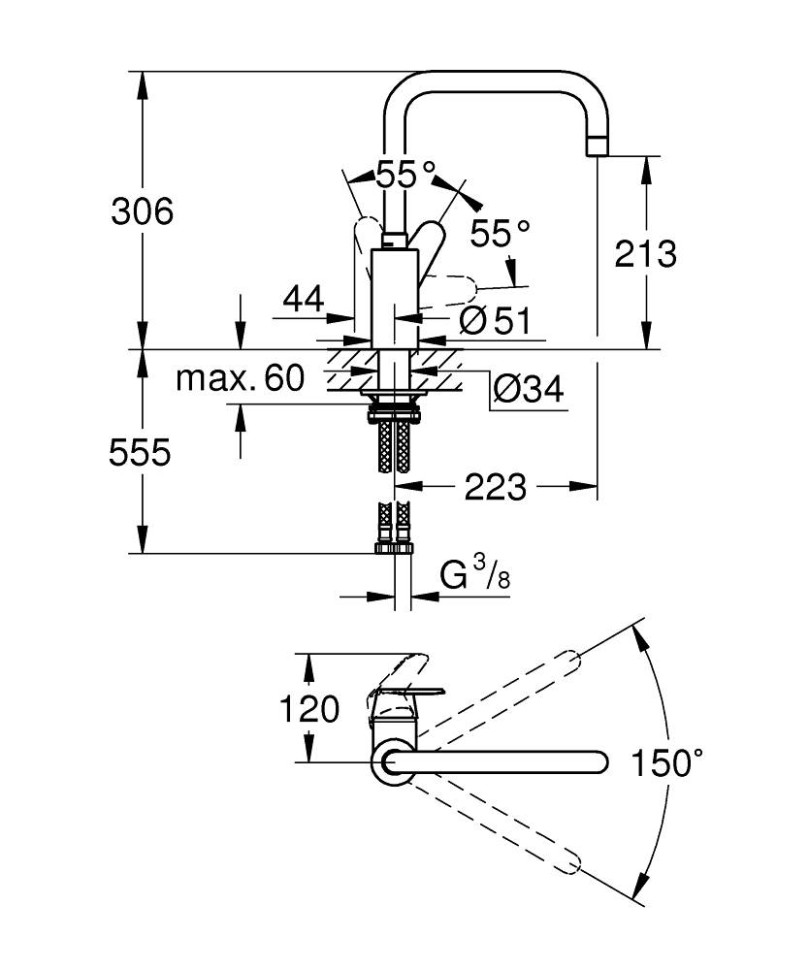 Смеситель Grohe Eurodisc Cosmopolitan 32259003