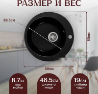 Кухонная мойка Saniteco Linea (оникс)