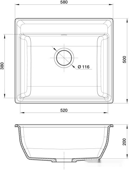 Кухонная мойка GranFest GF-V-580 (бежевый)