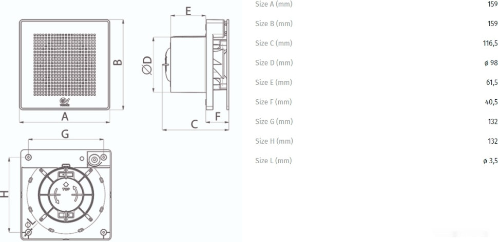 Вытяжная вентиляция Vortice ME 100/4" LL T (черный металлик)