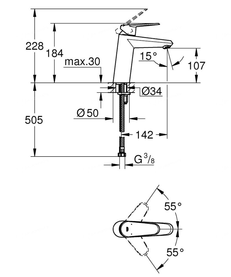 Смеситель Grohe Eurodisc Cosmopolitan 23449002