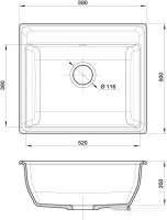 Кухонная мойка GranFest GF-V-580 (графит)