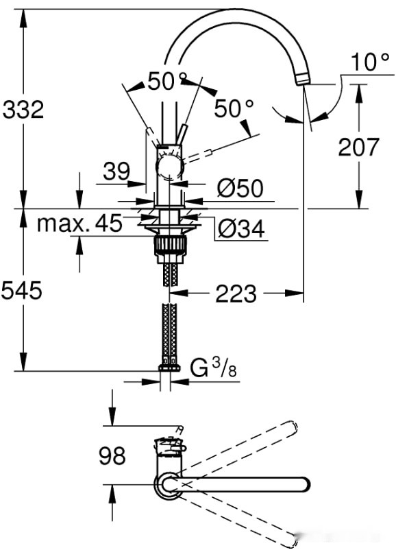 Смеситель Grohe Bauclassic 31535001
