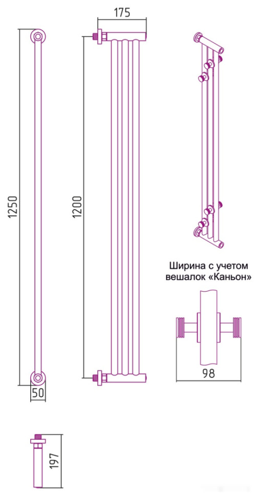 Полотенцесушитель Сунержа Хорда ПП 1200х195 31-4124-1200