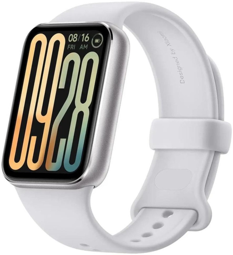 Фитнес-браслет Xiaomi Smart Band 9 Pro M2401B1 (серебристый, с белым силиконовым ремешком, международная версия)