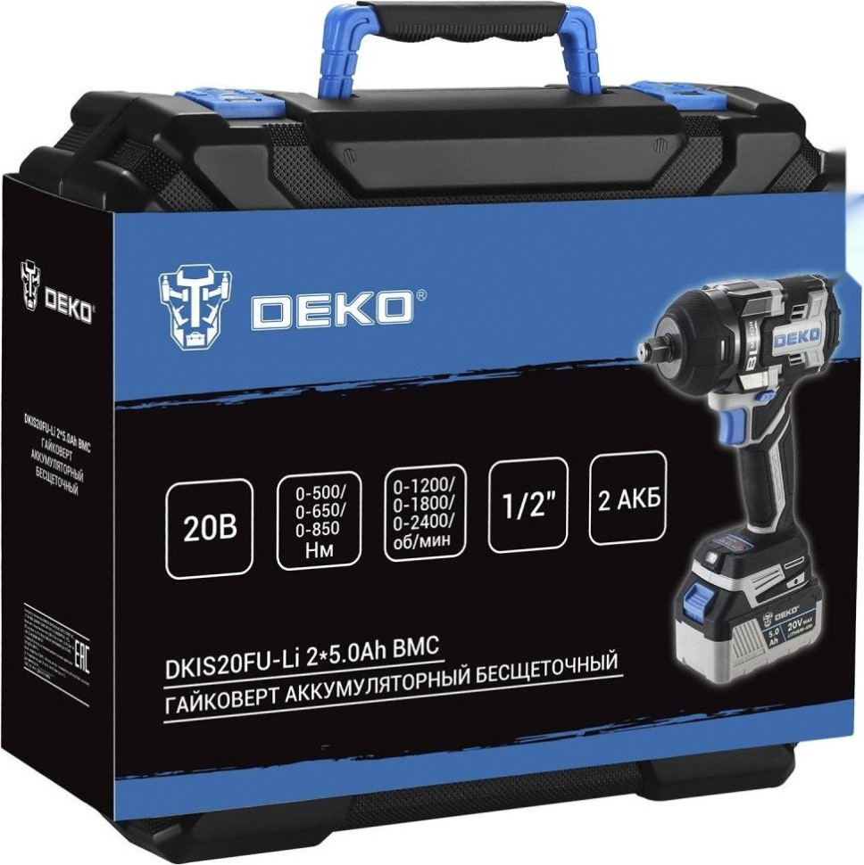 Гайковерт Deko DKIS20FU-Li 063-4433 (с 2-мя АКБ, кейс)