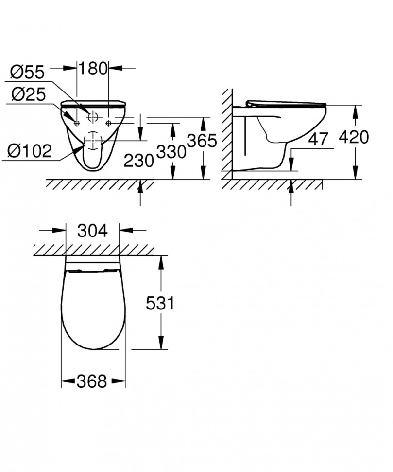 Унитаз Grohe QuickFix Bau Ceramic 39899000