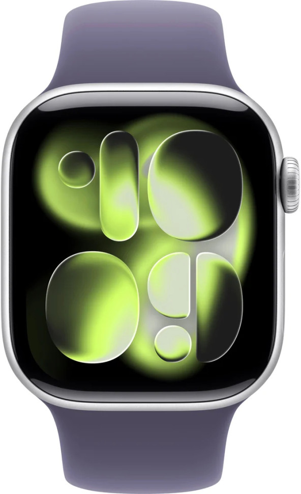 Умные часы Apple Watch Series 11 46 мм (алюминиевый корпус, серебристый/фиолетовый туман, спортивный силиконовый ремешок S/M)