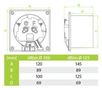 Вентилятор накладной AirRoxy dRim 125RMS-C183