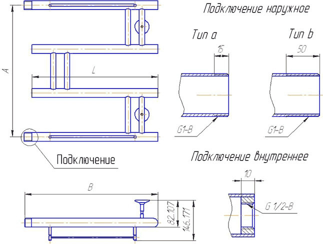 Водяной полотенцесушитель Gloss & Reiter Модерн М3 50х50