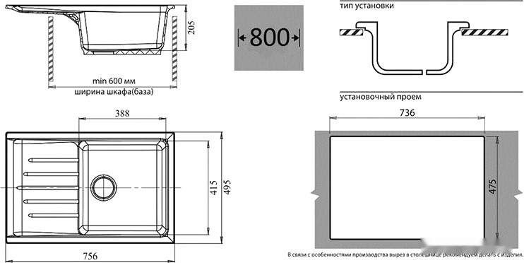 Кухонная мойка GranFest GF-P760L (белый)