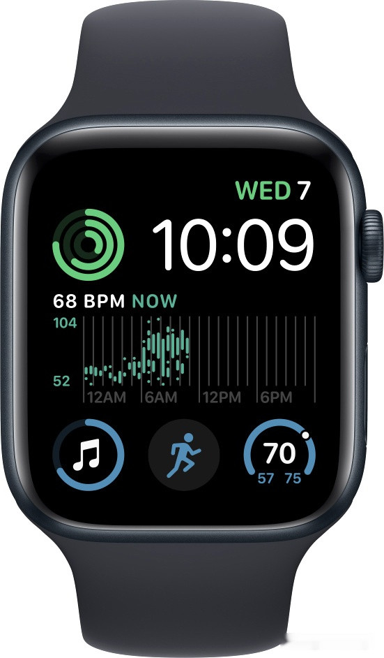 Умные часы Apple Watch SE 2 40 мм (алюминиевый корпус, полуночный/полуночный, спортивный силиконовый ремешок)