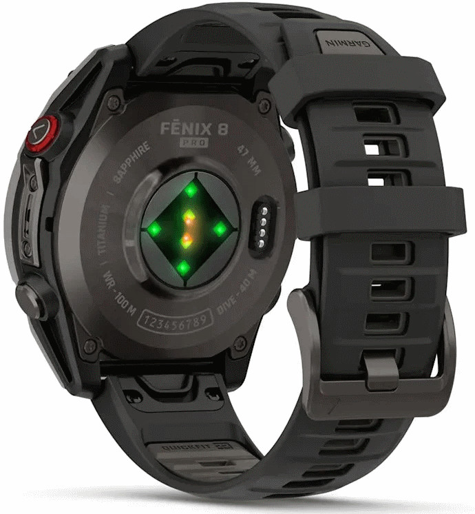 Умные часы Garmin Fenix 8 Pro 47мм (серый, черный силиконовый ремешок)