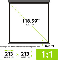 Проекционный экран Cactus Wallscreen 213x213 CS-PSW-213X213-SG