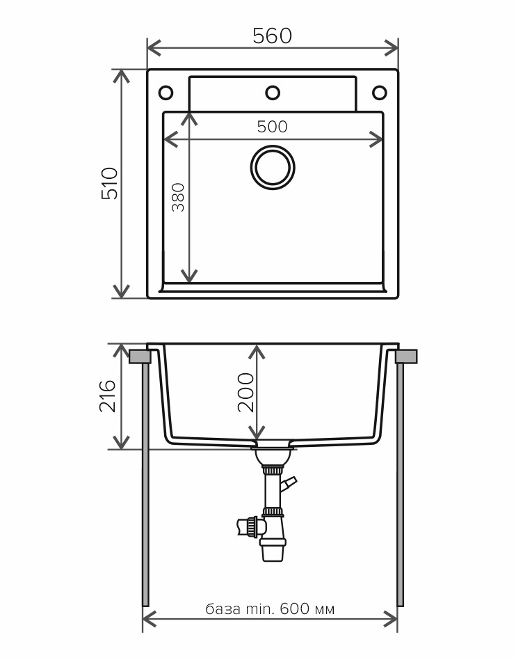 Кухонная мойка Polygran Argo-560 (серый 14)