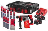 Перфоратор Milwaukee M18 BLHX100P-502P 4933498243 (с 2-мя АКБ, кейс, набор оснастки)