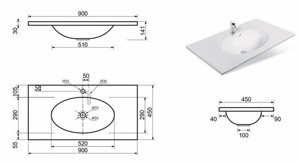 Умывальник Эстет Vegas Silk 90x45 ФР-00014923