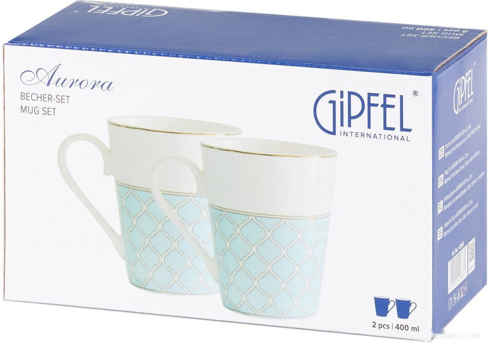 Набор кружек Gipfel Aurora 42868 (2 шт, белый/голубой)