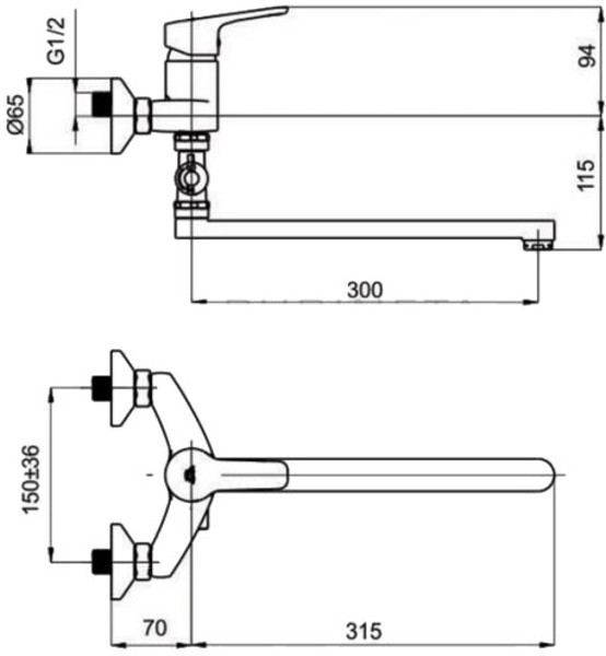 Смеситель Rubineta Uno-12/C