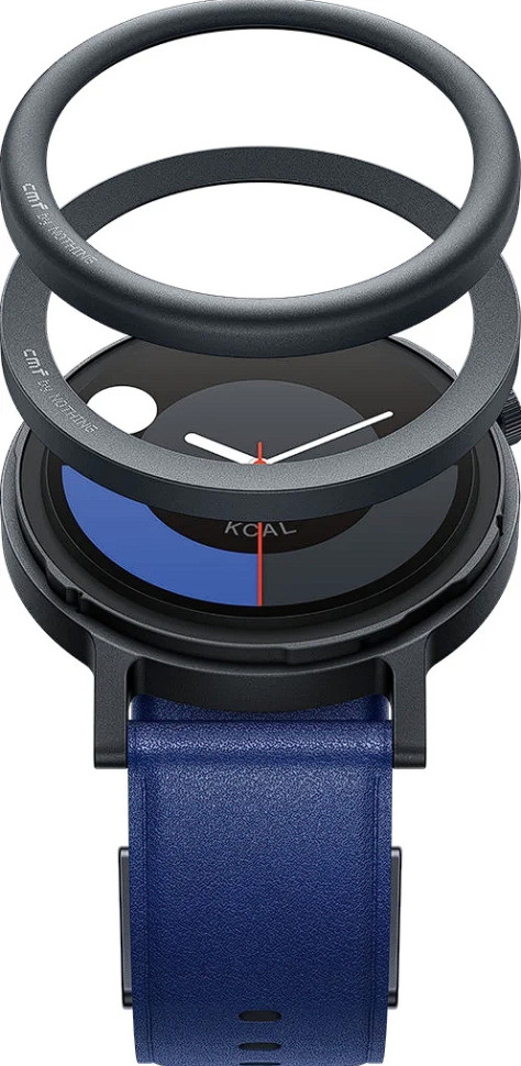 Умные часы CMF Watch Pro 2 (темно-серый, синий кожаный ремешок)