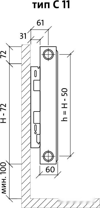 Радиатор Royal Thermo Compact C11-500-1000 (Bianco Traffico)
