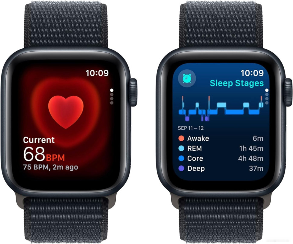 Умные часы Apple Watch SE 2 40 мм (алюминиевый корпус, темная ночь/темная ночь, нейлоновый ремешок)