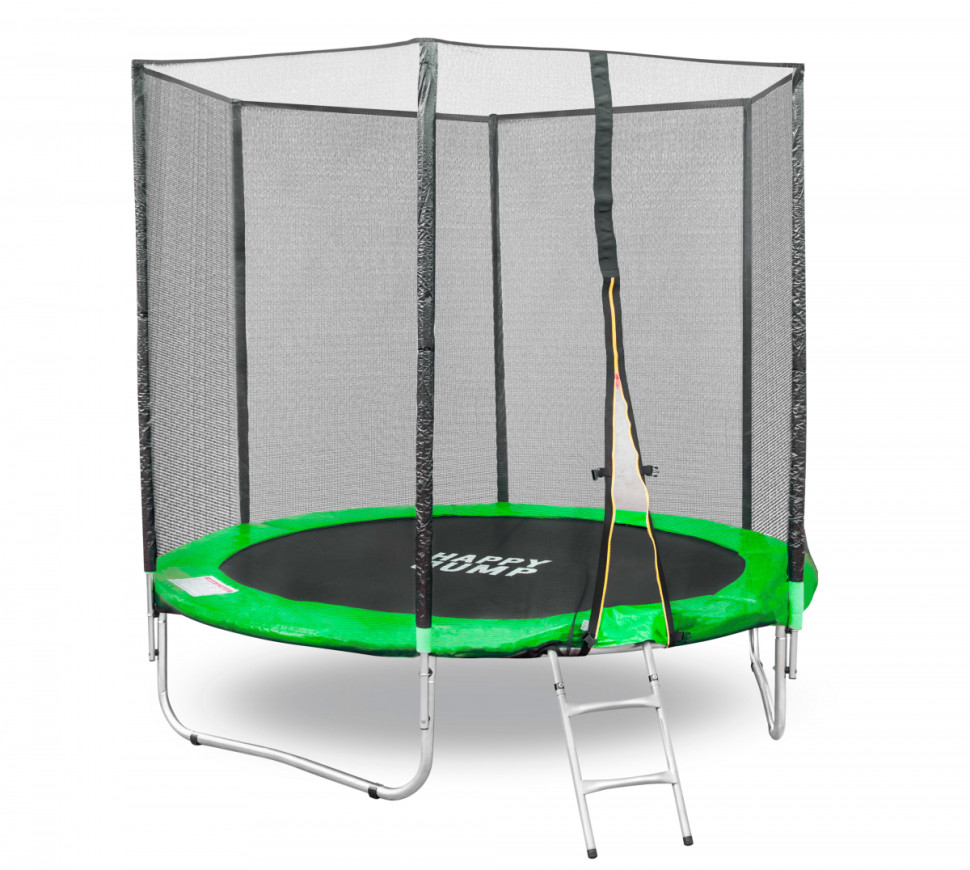 Батут Happy Jump 8ft Pro (252 см) с внешней сеткой и лестницей