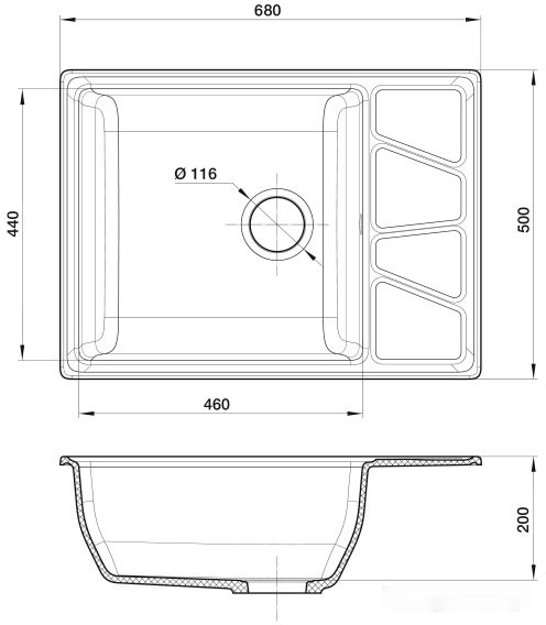 Кухонная мойка GranFest GF-V-680L (серый)