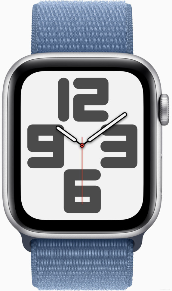 Умные часы Apple Watch SE 2 44 мм (алюминиевый корпус, серебристый/зимний синий, нейлоновый ремешок)