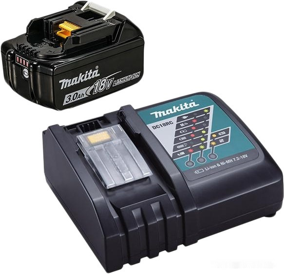 Аккумулятор для инструмента Makita BL1830B + DC18RC (18В/3.0 Ah + 7.2-18В)