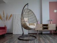 Подвесное кресло LoftyHome Miracle 1919 (grey line/milk)