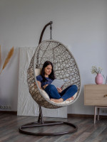 Подвесное кресло LoftyHome Miracle 1919 (grey line/milk)