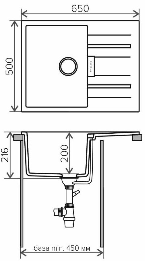 Кухонная мойка Tolero Loft TL-650 (серый)