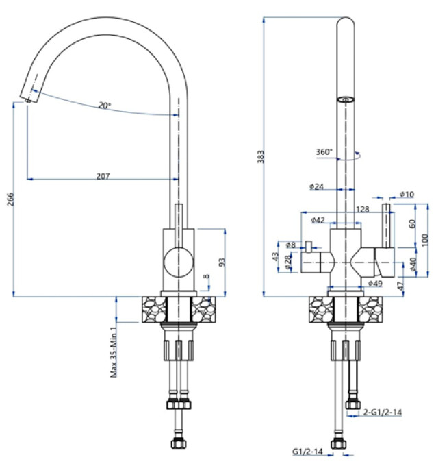 Смеситель GranFest QUARZ GF-Z5420 песочный