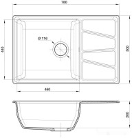 Кухонная мойка GranFest GF-V-780L (графит)
