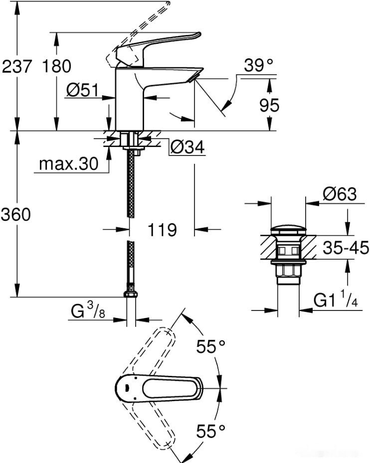 Смеситель Grohe Eurosmart 23980003