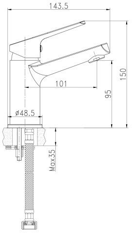 Умывальник Cersanit Carina 55В S-UM-CAR55/1 + 63034