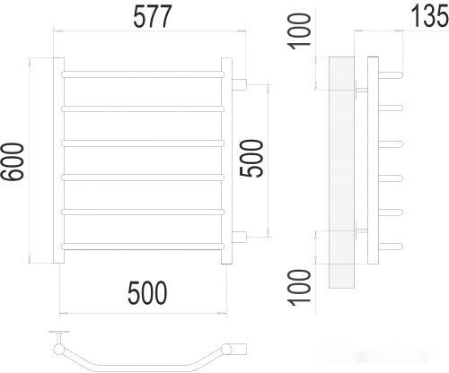 Полотенцесушитель Terminus Виктория П6 500x600 бп (хром)